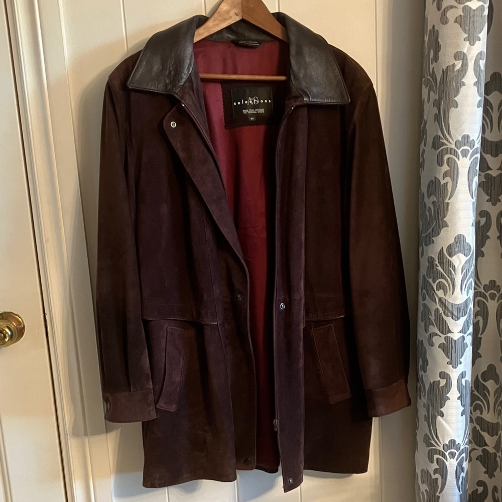 Burgundy Pig Suede trench 3/4 fall/winter jacket